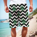 Zigzag Weed Pattern Print Men's Cargo Shorts