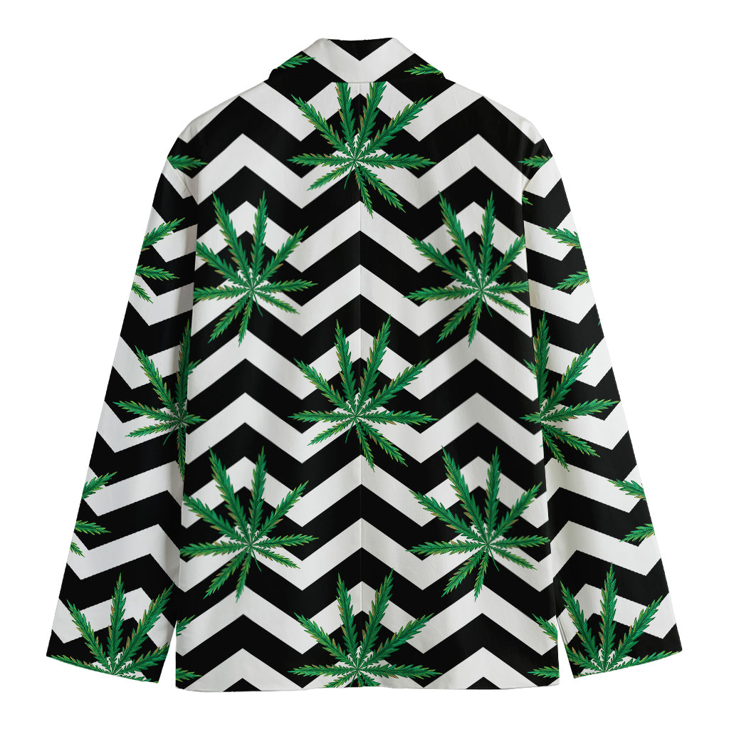 Zigzag Weed Pattern Print Men's Cotton Blazer