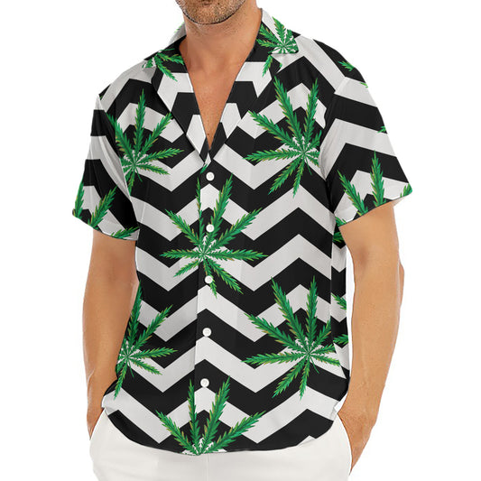 Zigzag Weed Pattern Print Men's Deep V-Neck Shirt