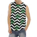 Zigzag Weed Pattern Print Men's Fitness Tank Top