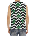 Zigzag Weed Pattern Print Men's Fitness Tank Top