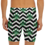 Zigzag Weed Pattern Print Men's Long Boxer Briefs