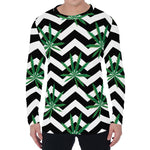 Zigzag Weed Pattern Print Men's Long Sleeve T-Shirt