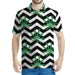 Zigzag Weed Pattern Print Men's Polo Shirt