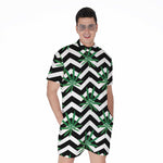 Zigzag Weed Pattern Print Men's Rompers
