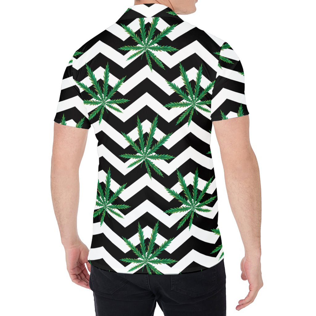 Zigzag Weed Pattern Print Men's Shirt