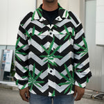 Zigzag Weed Pattern Print Men's Shirt Jacket