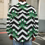 Zigzag Weed Pattern Print Men's Shirt Jacket