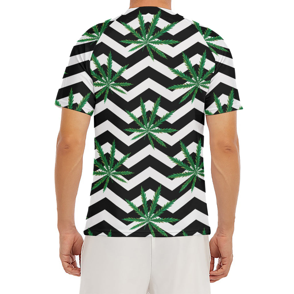 Zigzag Weed Pattern Print Men's Short Sleeve Rash Guard