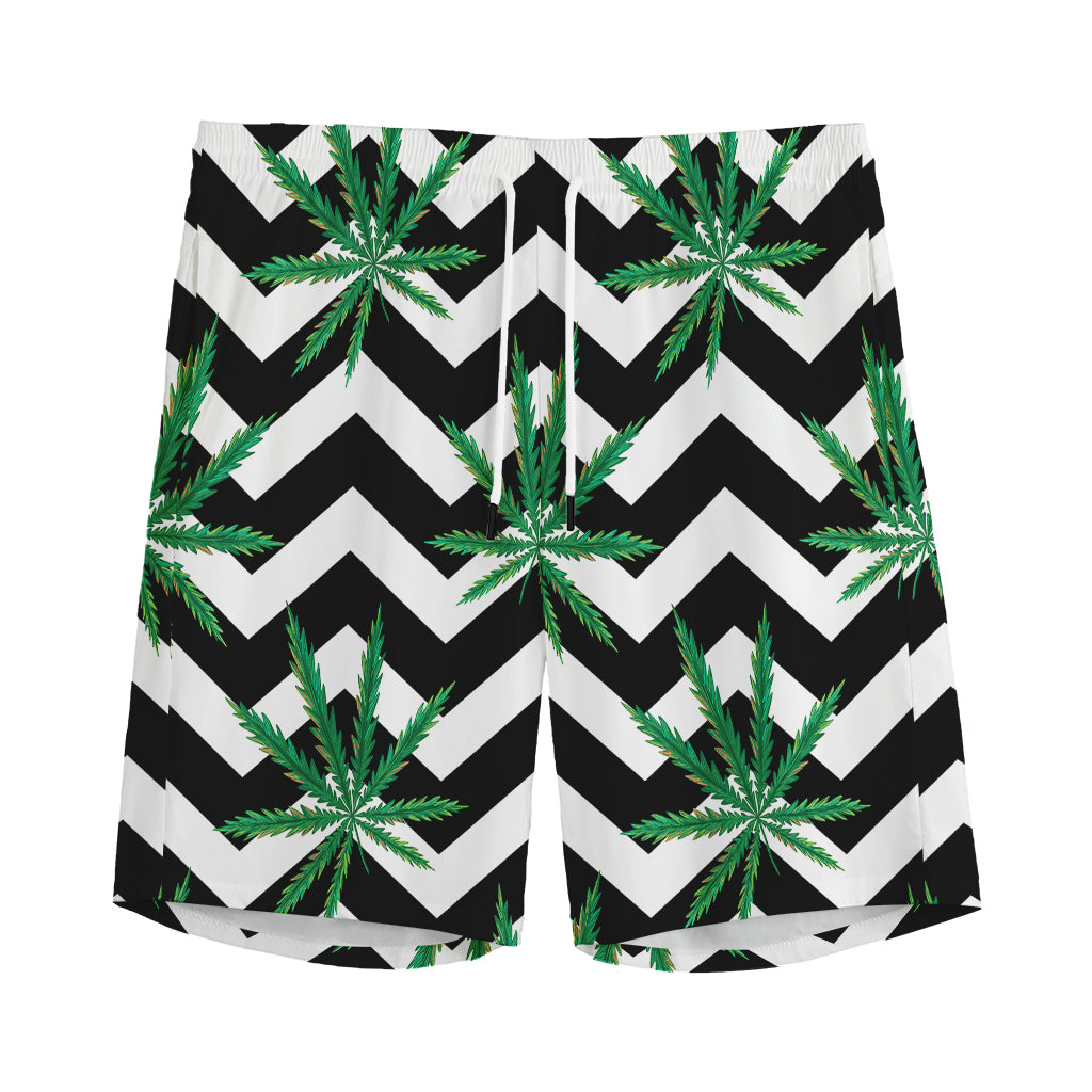 Zigzag Weed Pattern Print Men's Sports Shorts