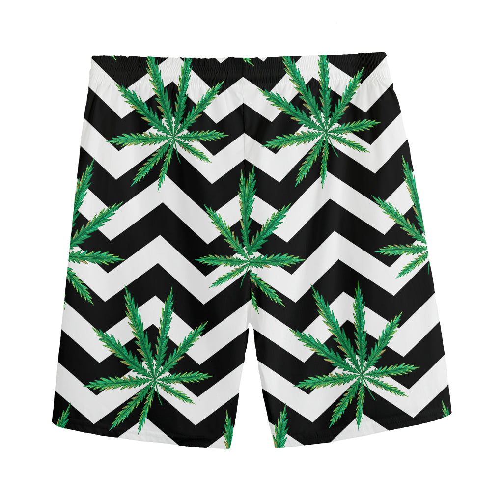 Zigzag Weed Pattern Print Men's Sports Shorts