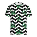 Zigzag Weed Pattern Print Men's Athletic T-Shirt