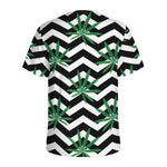 Zigzag Weed Pattern Print Men's Sports T-Shirt