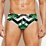 Zigzag Weed Pattern Print Men's Swim Briefs