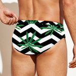 Zigzag Weed Pattern Print Men's Swim Briefs