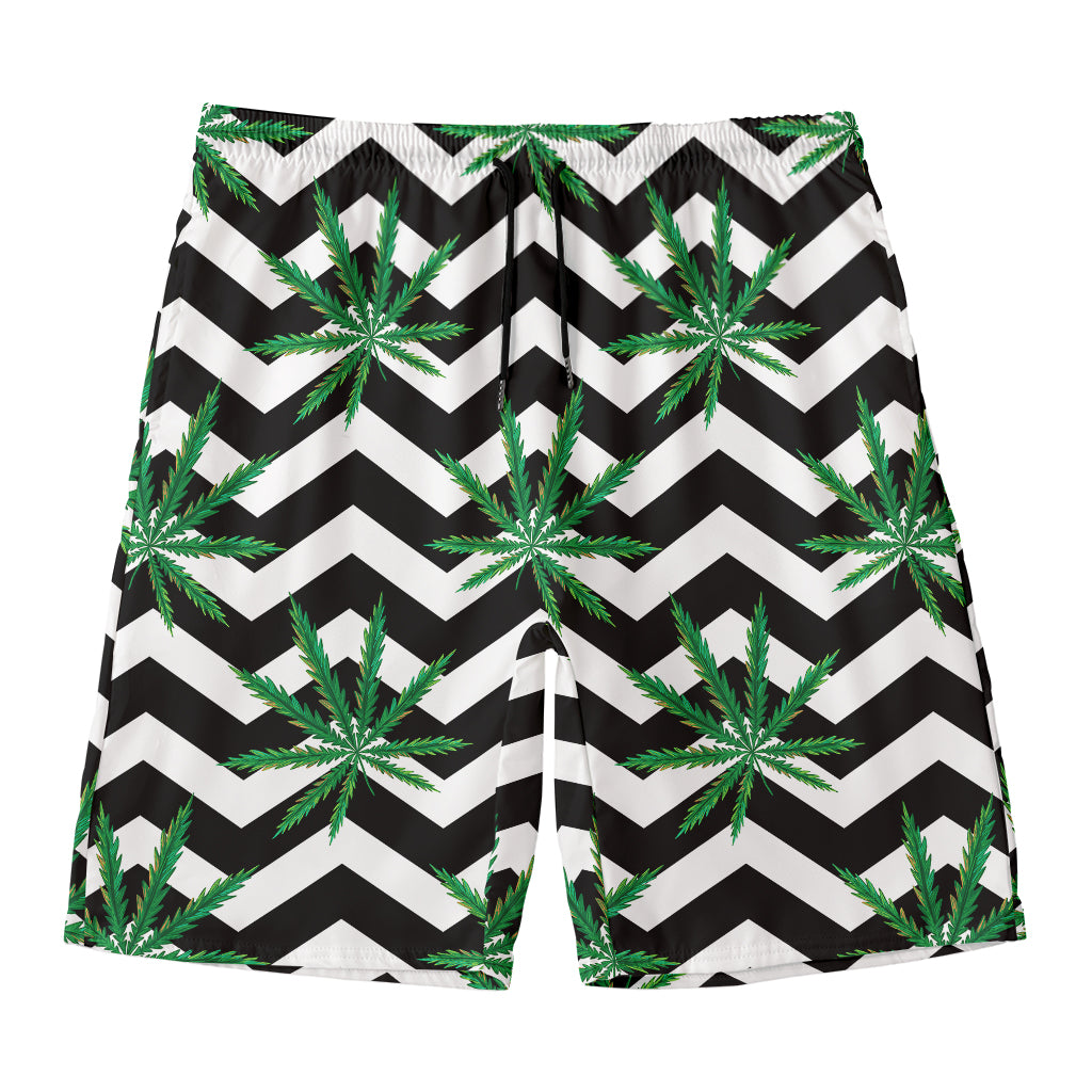 Zigzag Weed Pattern Print Men's Swim Trunks