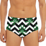 Zigzag Weed Pattern Print Men's Triangle Swim Briefs