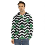 Zigzag Weed Pattern Print Men's Velvet Pullover Hoodie