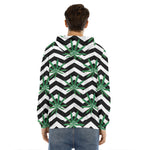 Zigzag Weed Pattern Print Men's Velvet Pullover Hoodie