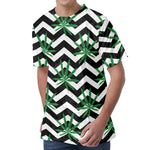 Zigzag Weed Pattern Print Men's Velvet T-Shirt