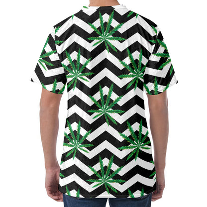 Zigzag Weed Pattern Print Men's Velvet T-Shirt