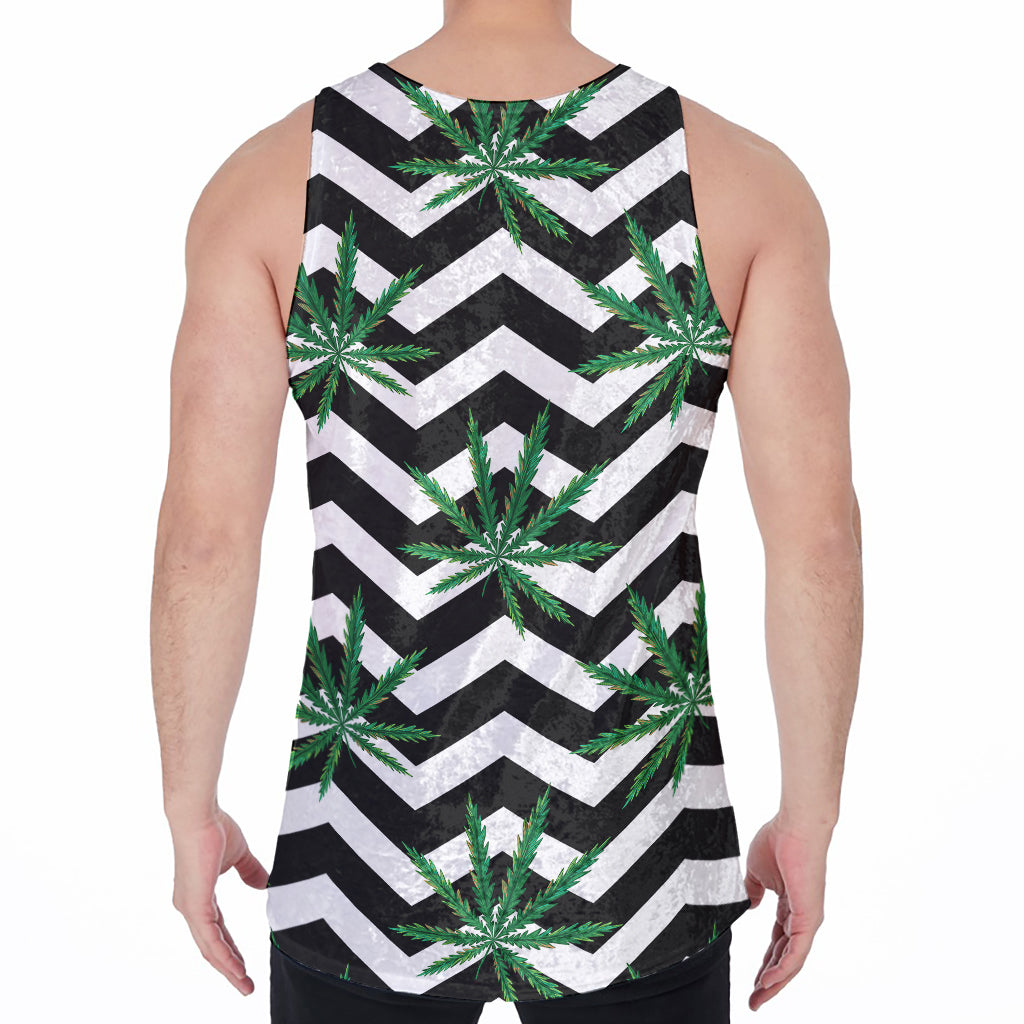 Zigzag Weed Pattern Print Men's Velvet Tank Top