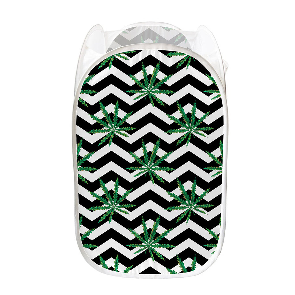 Zigzag Weed Pattern Print Mesh Laundry Hamper