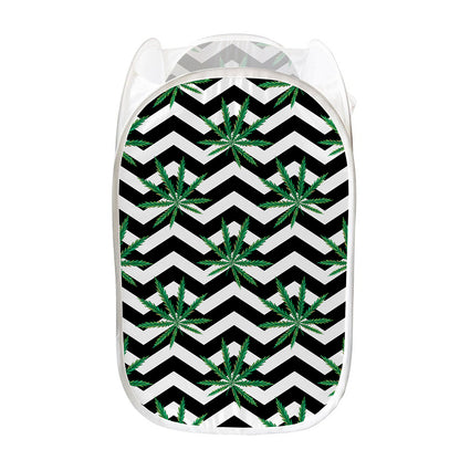 Zigzag Weed Pattern Print Mesh Laundry Hamper