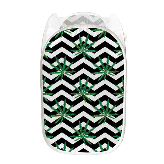Zigzag Weed Pattern Print Mesh Laundry Hamper