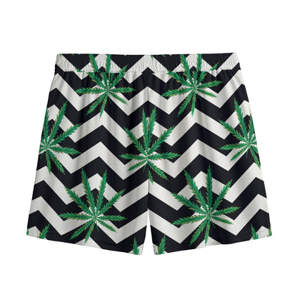 Zigzag Weed Pattern Print Mesh Shorts