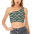 Zigzag Weed Pattern Print One Shoulder Crop Top
