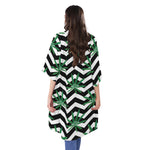 Zigzag Weed Pattern Print Open Front Beach Cover Up