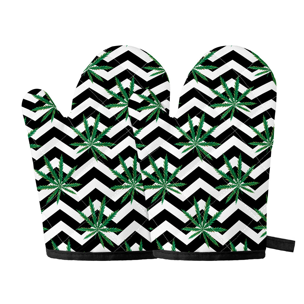 Zigzag Weed Pattern Print Oven Mitts