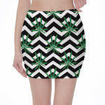 Zigzag Weed Pattern Print Pencil Mini Skirt