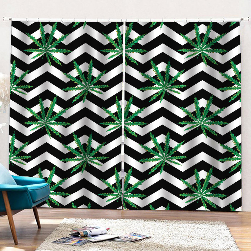 Zigzag Weed Pattern Print Pencil Pleat Curtains
