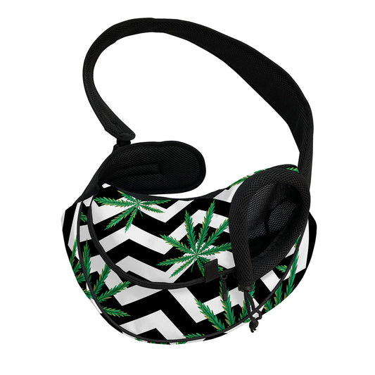 Zigzag Weed Pattern Print Pet Sling Carrier