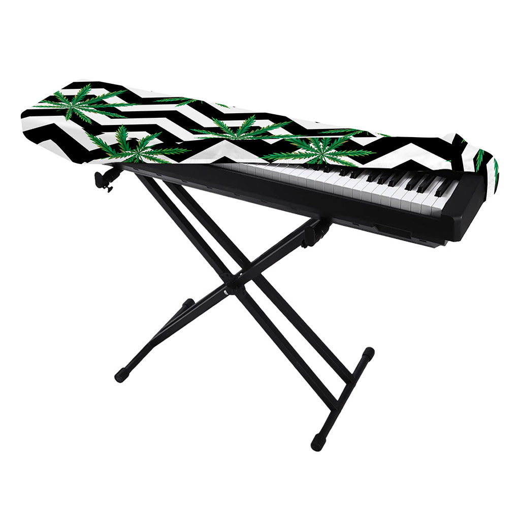 Zigzag Weed Pattern Print Piano Keyboard Cover