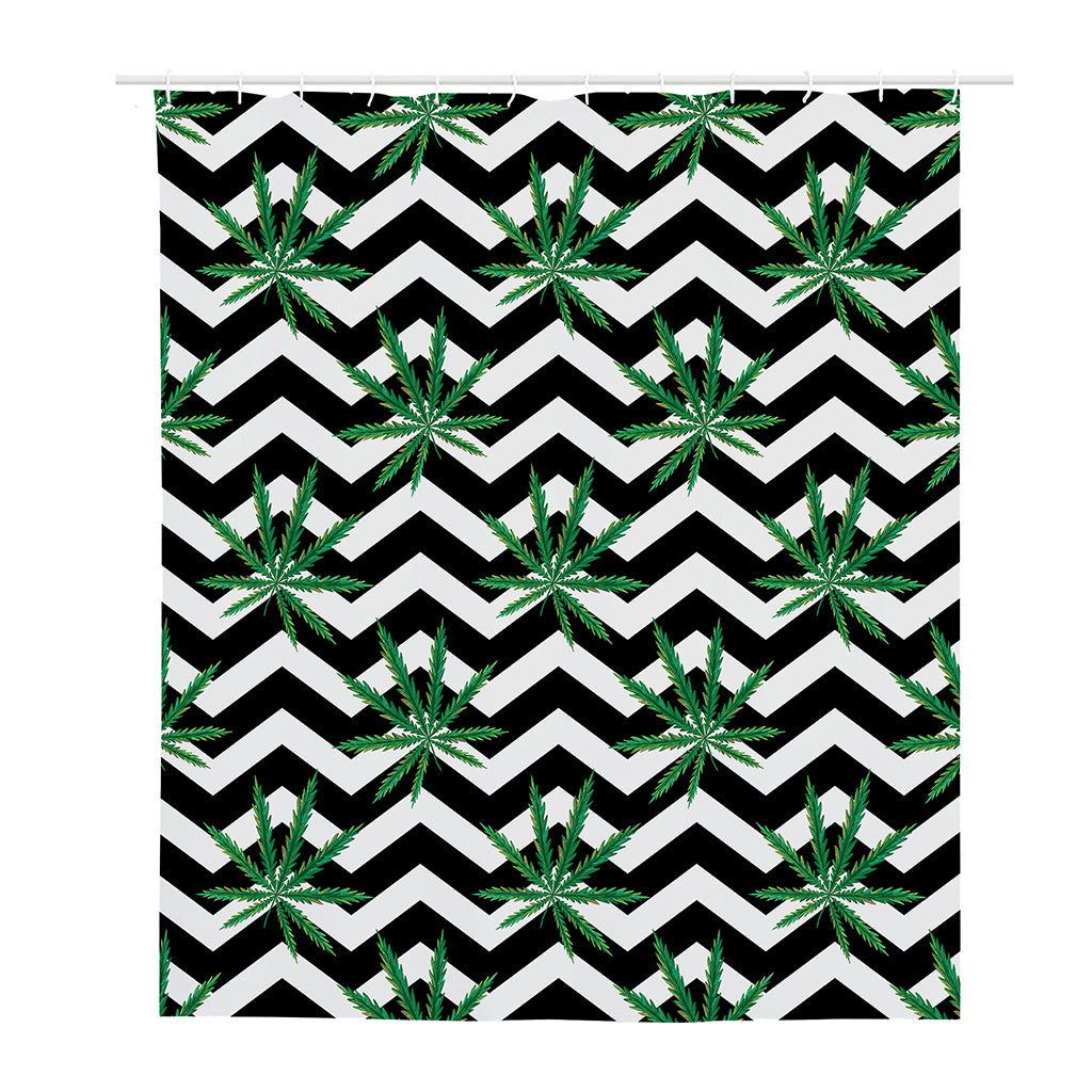 Zigzag Weed Pattern Print Polyester Shower Curtain