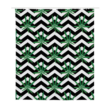 Zigzag Weed Pattern Print Polyester Shower Curtain