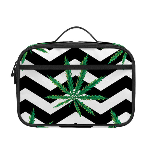 Zigzag Weed Pattern Print Portable Lunch Bag