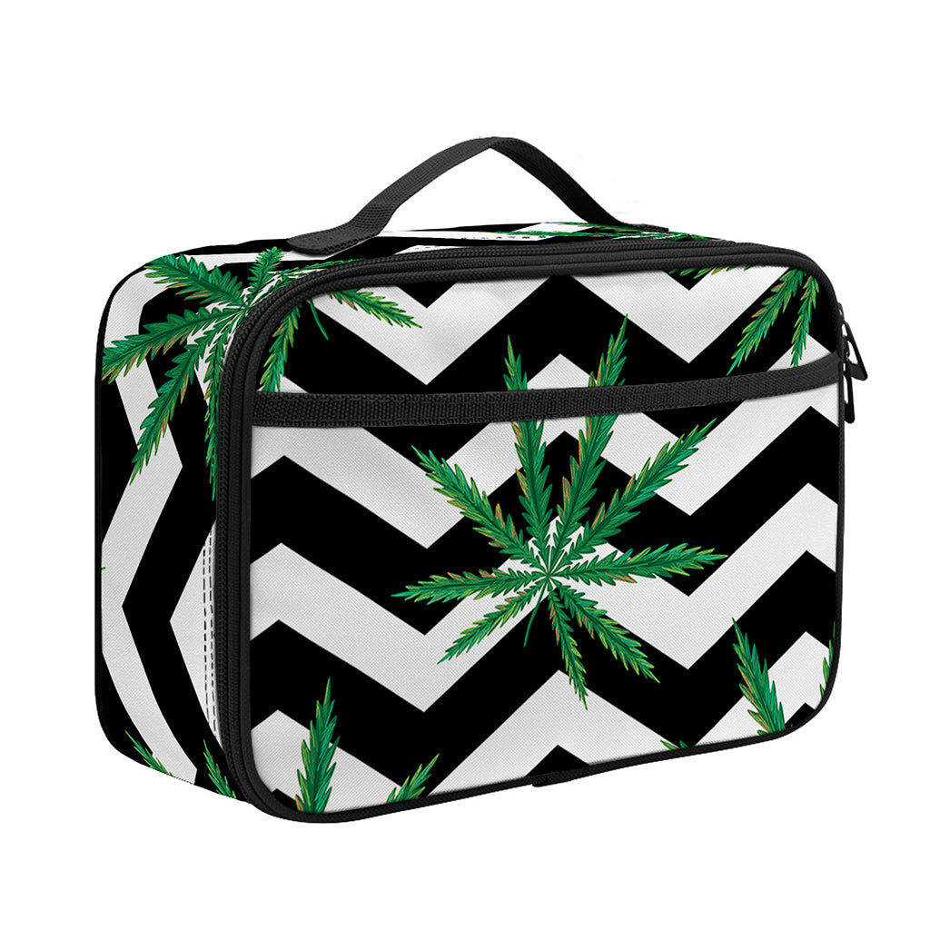 Zigzag Weed Pattern Print Portable Lunch Bag