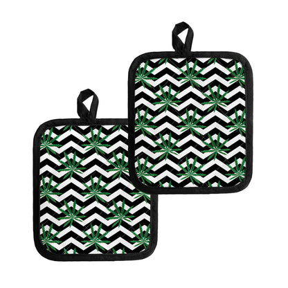 Zigzag Weed Pattern Print Pot Holders