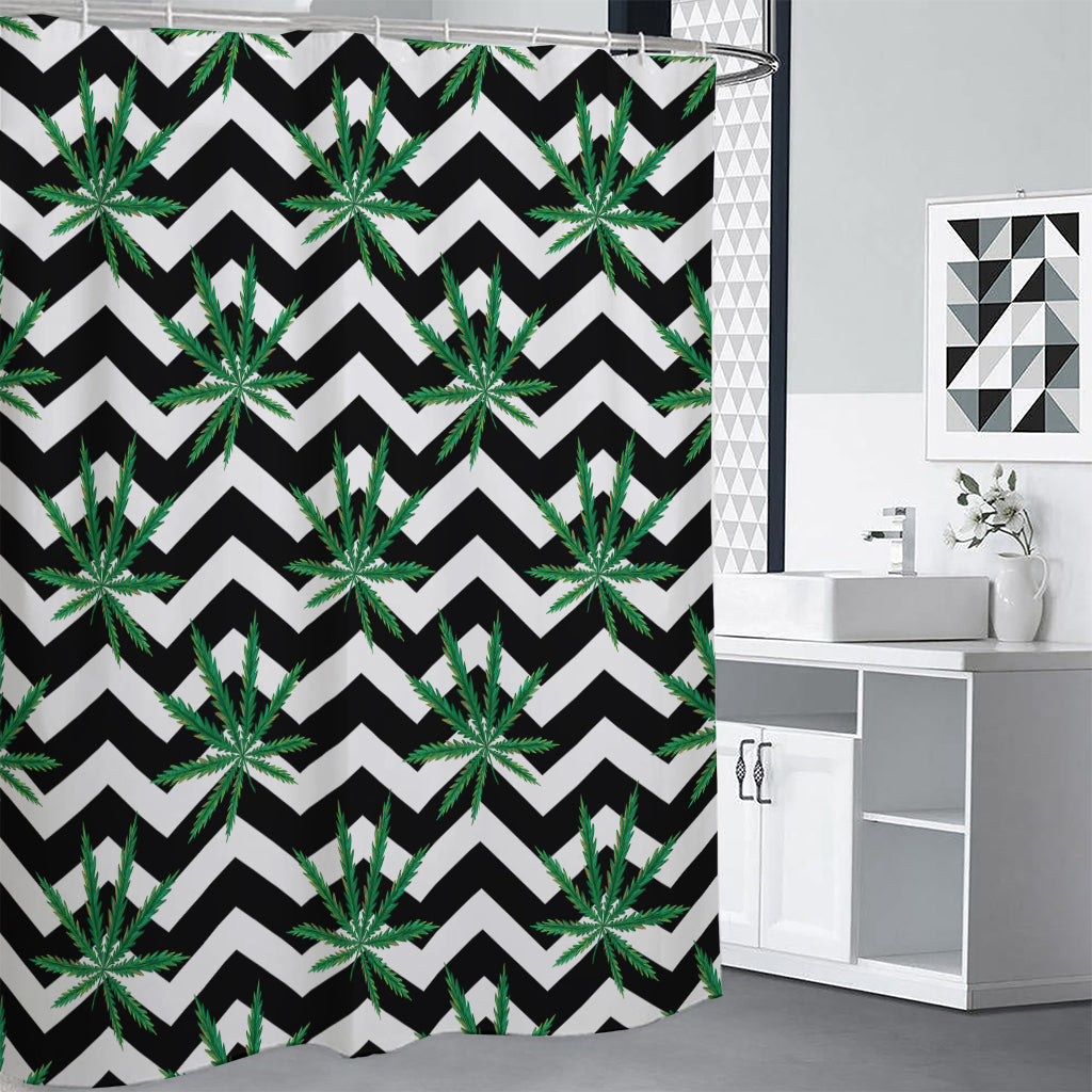 Zigzag Weed Pattern Print Premium Shower Curtain