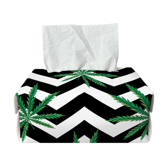 Zigzag Weed Pattern Print Rectangle Tissue Box Cover