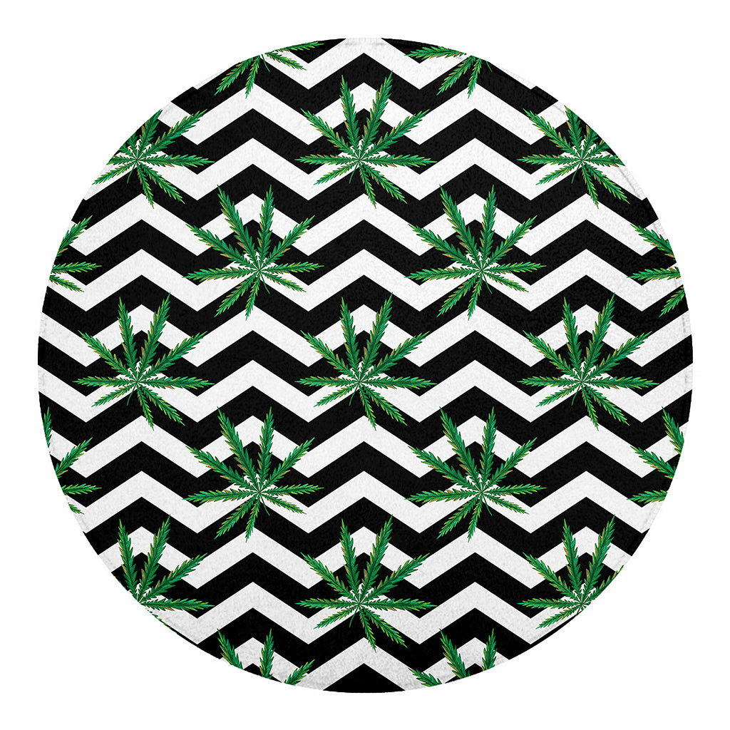 Zigzag Weed Pattern Print Round Blanket