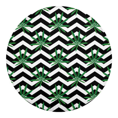 Zigzag Weed Pattern Print Round Blanket