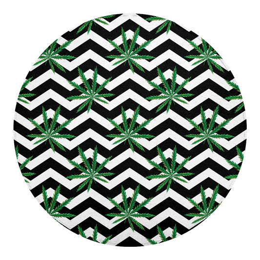 Zigzag Weed Pattern Print Round Blanket