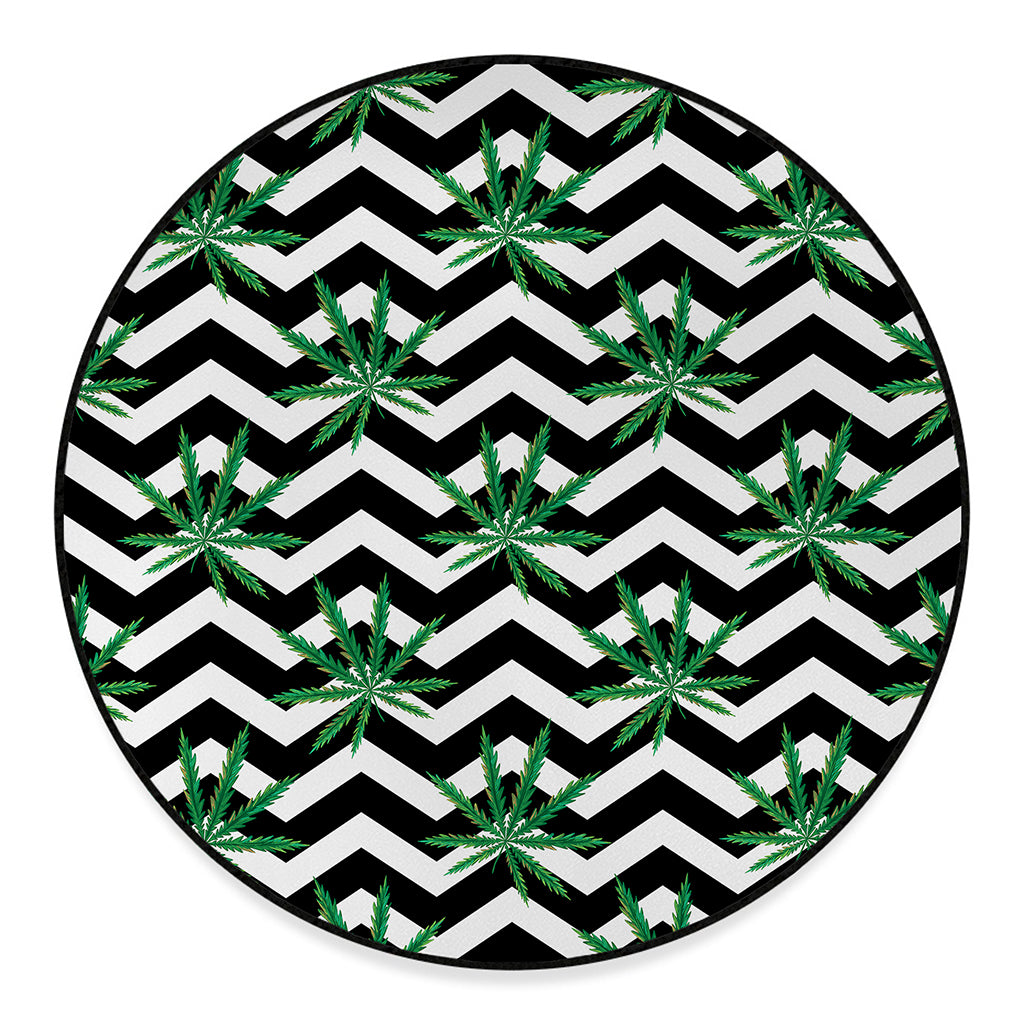 Zigzag Weed Pattern Print Round Floor Mat