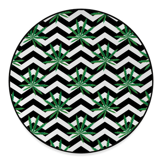 Zigzag Weed Pattern Print Round Floor Mat