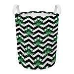 Zigzag Weed Pattern Print Round Laundry Basket
